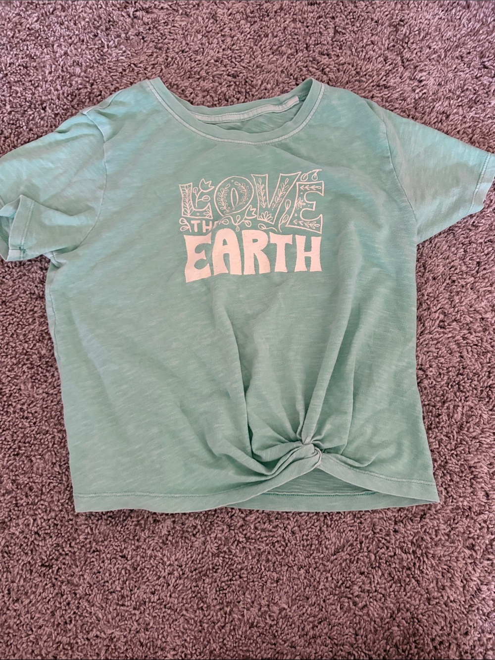 Cat & Jack Mint Green Twist-Front 'Love the Earth' Tee